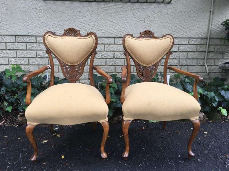 Pair Late 19th Century Walnut Armchairs