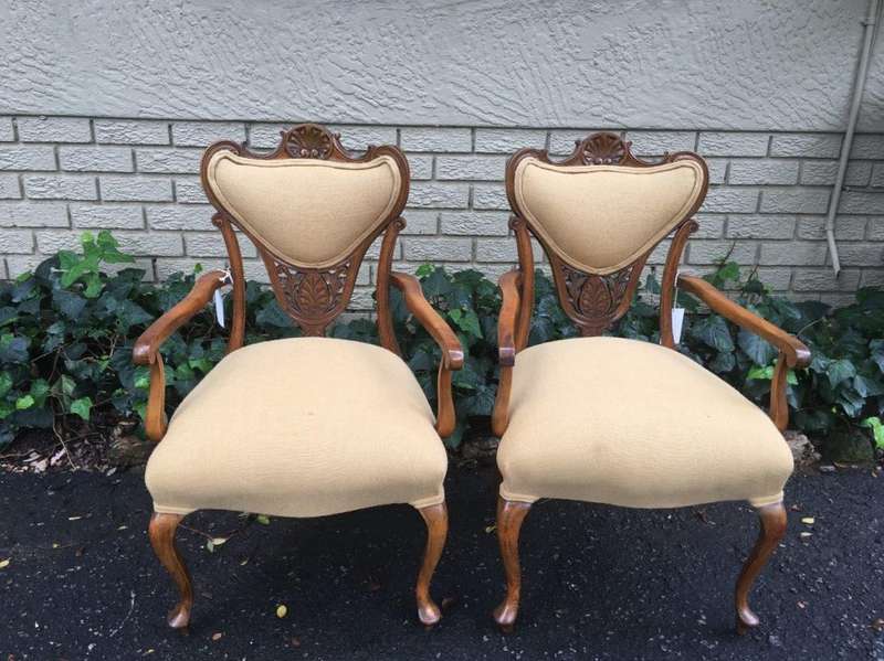 Pair Late 19th Century Walnut Armchairs