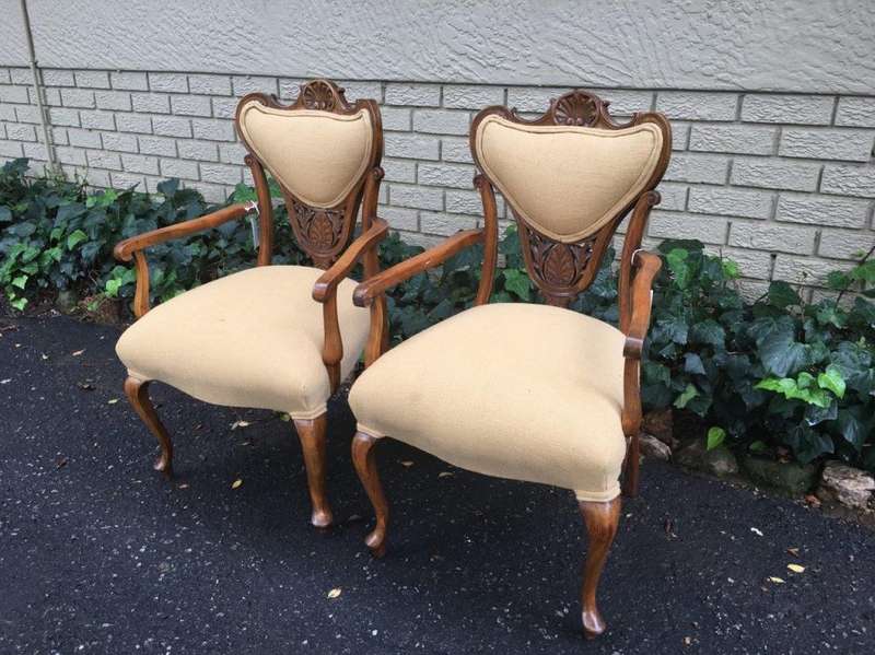 Pair Late 19th Century Walnut Armchairs