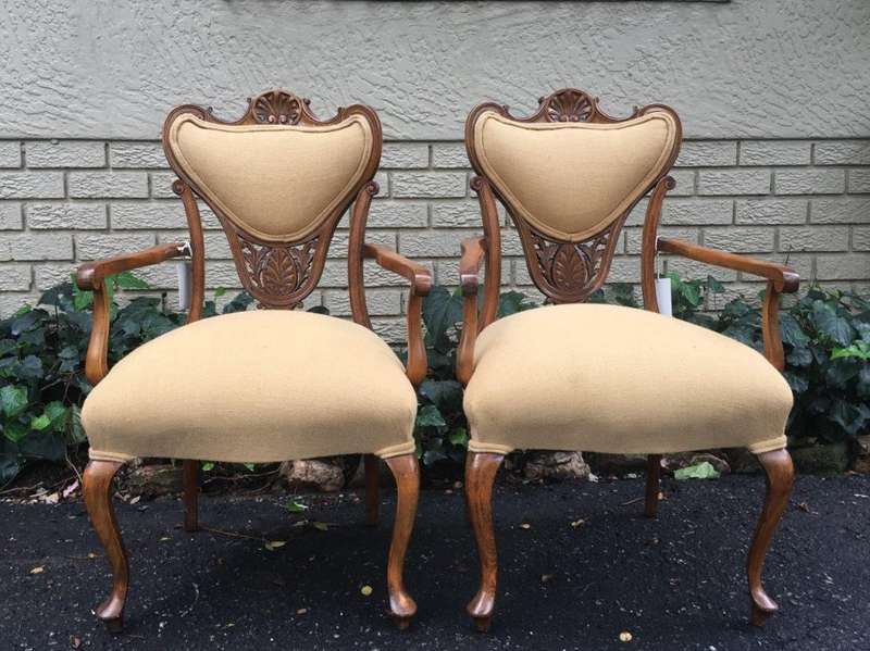 Pair Late 19th Century Walnut Armchairs