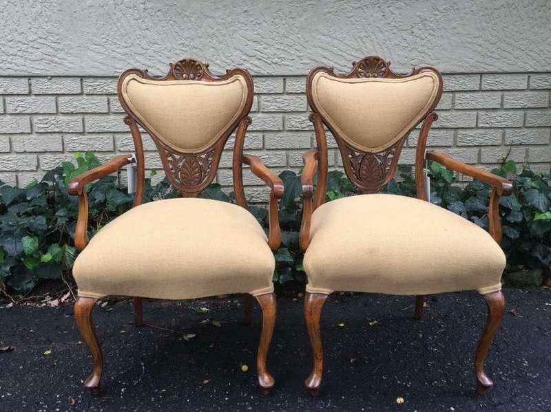 Pair Late 19th Century Walnut Armchairs
