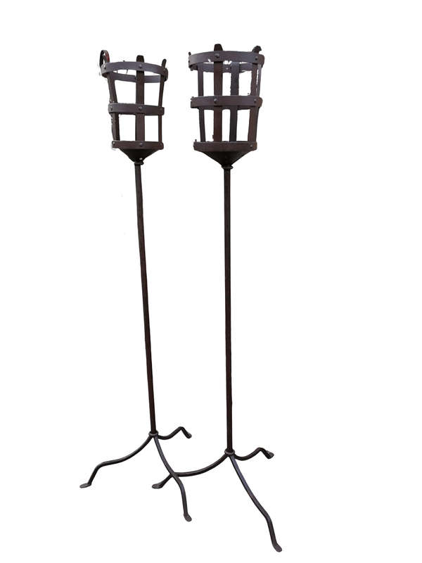 Pair Wrought Iron Torches
