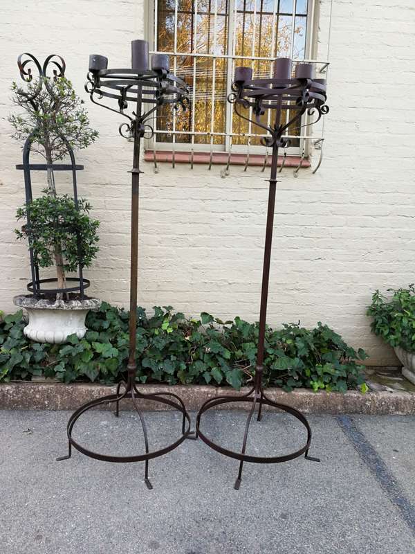Pair Wrought Iron Candelabra