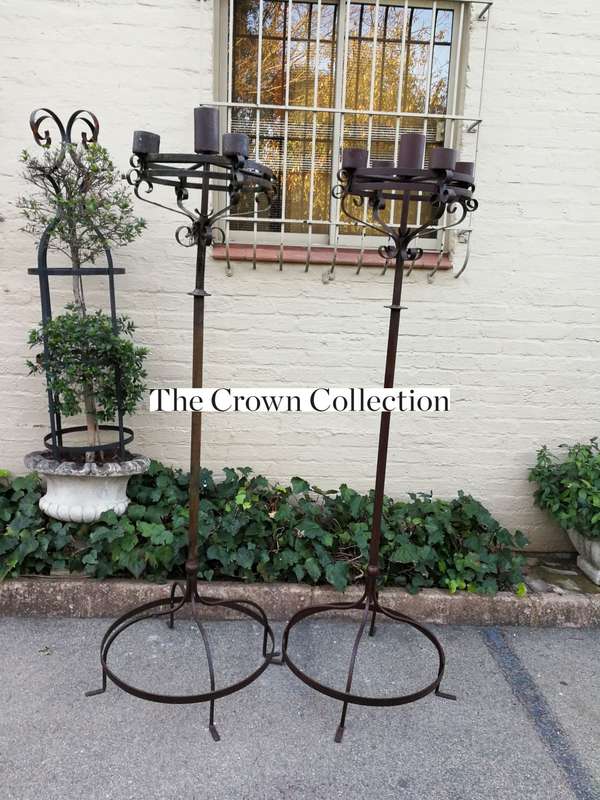 Pair Wrought Iron Candelabra