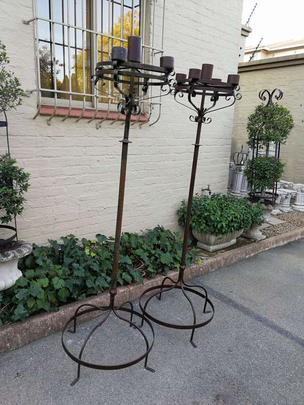 Pair Wrought Iron Candelabra