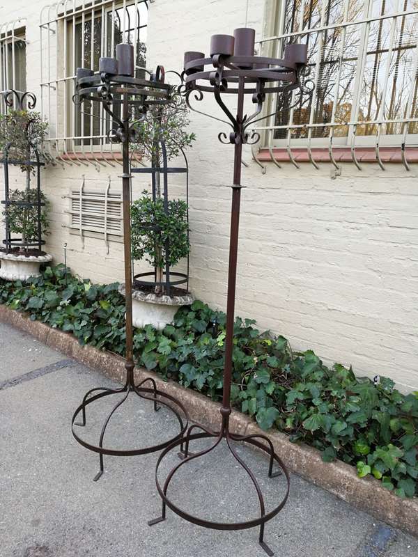 Pair Wrought Iron Candelabra