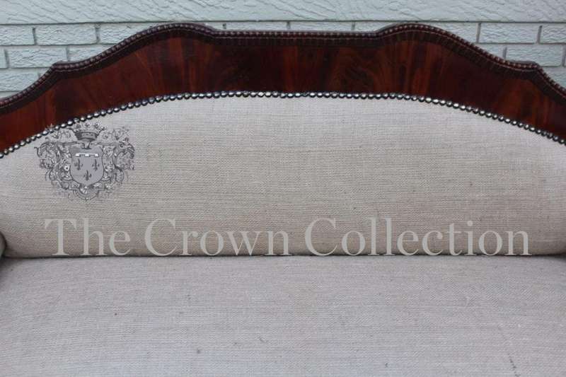Antique Biedermeier Mahogany Settee upholstered