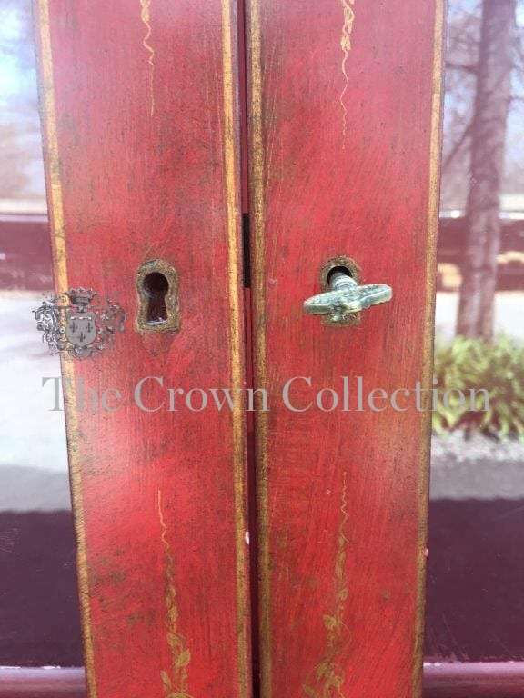 A Fine & Rare George II Style Lacqured Broken Pediment Bookcase in the Chinese Taste, English Mid...