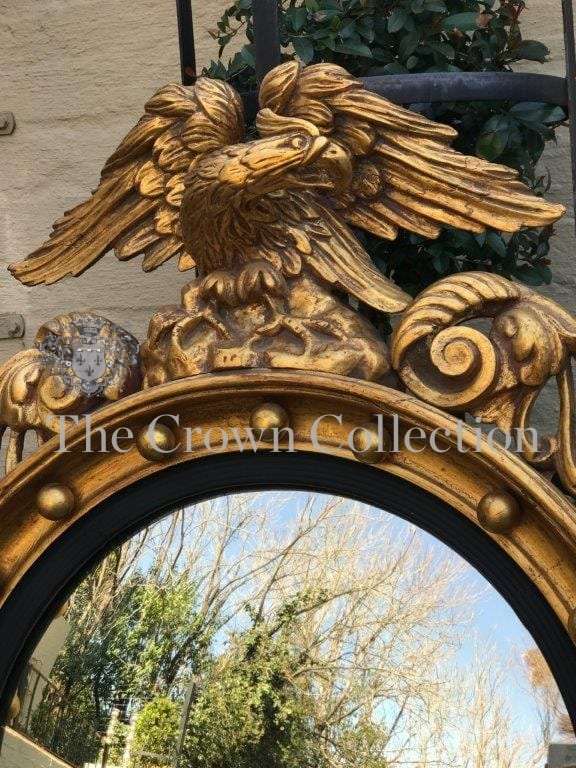19th Century Regency Style Gilded Convex Mirror with Eagle Cresting