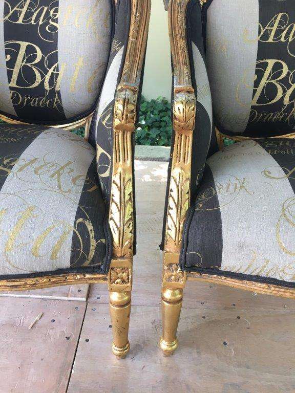 Pair 20th Century French Style Giltwood Armchairs - ND  upholstered