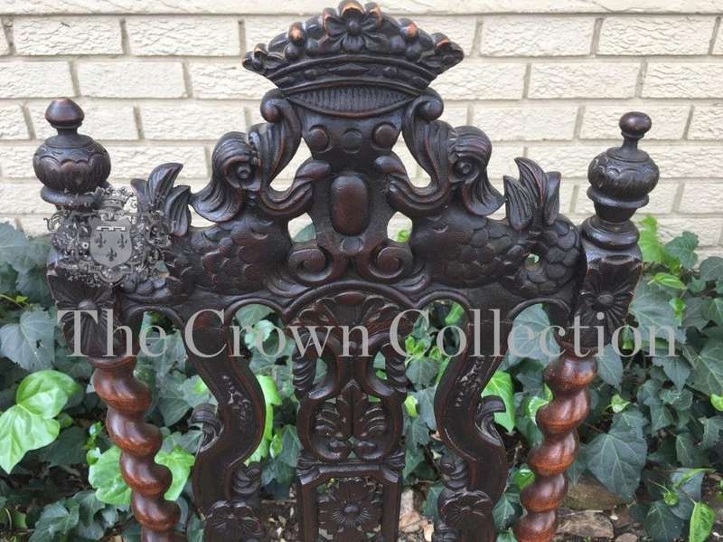 19th Century English Oak Barley Twist Hall Chair with Tapestry Upholstery