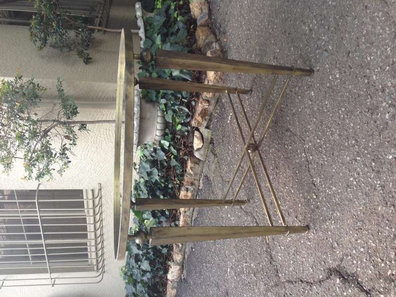Round Gilded Wrought Iron Table with Mirror Top