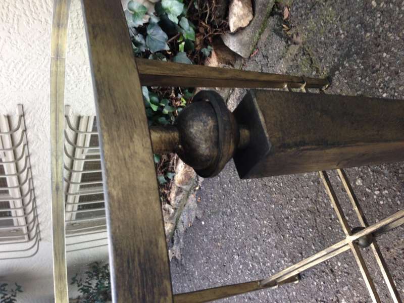 Round Gilded Wrought Iron Table with Mirror Top
