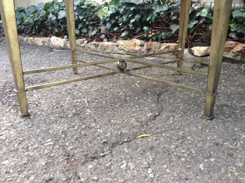 Round Gilded Wrought Iron Table with Mirror Top