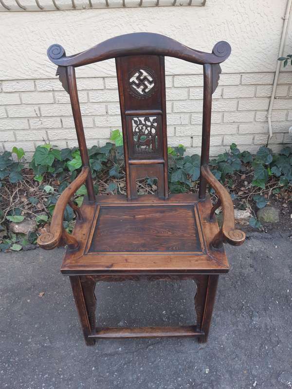 Pair of 19th Century Chinese Elm Yoke Back Chair  - ND