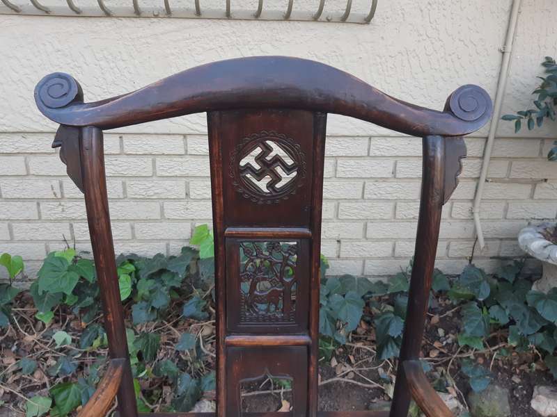 Pair of 19th Century Chinese Elm Yoke Back Chair  - ND