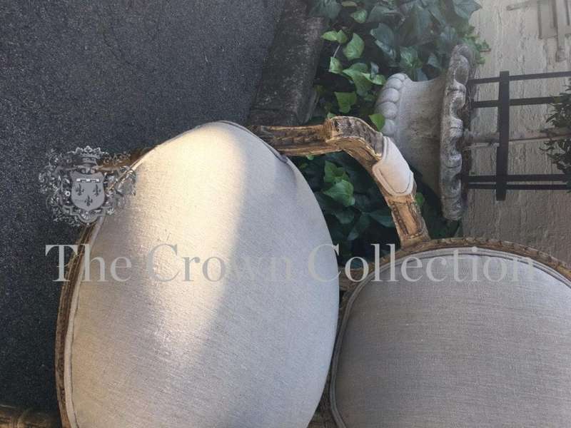 Pair Gilded Armchairs in French Style - ND  upholstered