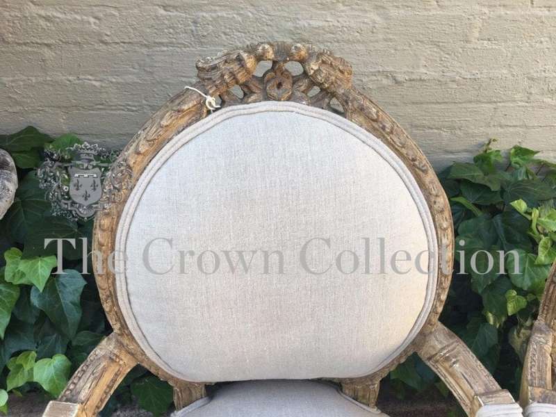 Pair Gilded Armchairs in French Style - ND  upholstered