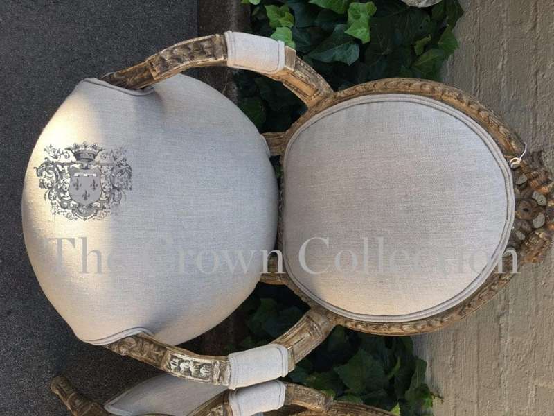 Pair Gilded Armchairs in French Style - ND  upholstered