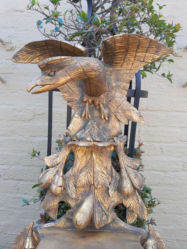 European Ornately Carved Oak Eagle Mirror