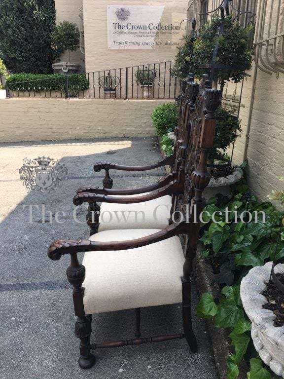 A Fine Pair Of  19th Century / Circa 1870  Heavily Carved And Oversized  Flemish Throne Chairs Up...