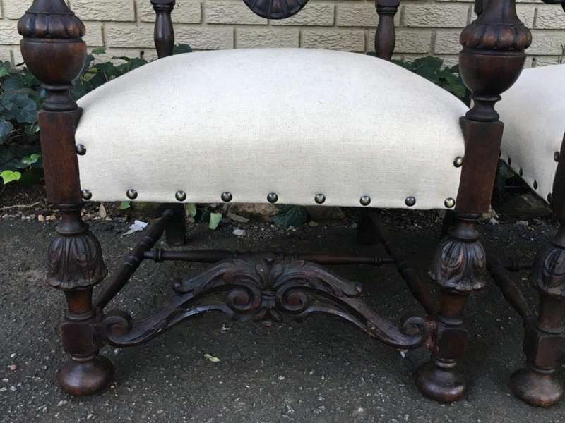 Pair 19th Century Oversized Flemish Throne Chairs, Belgium circa 1870