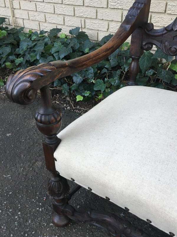 Pair 19th Century Oversized Flemish Throne Chairs, Belgium circa 1870