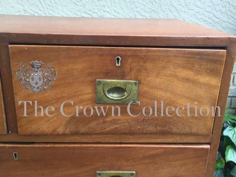 19th Century Military Chest of Drawers with Original Recessed Brass Hardware