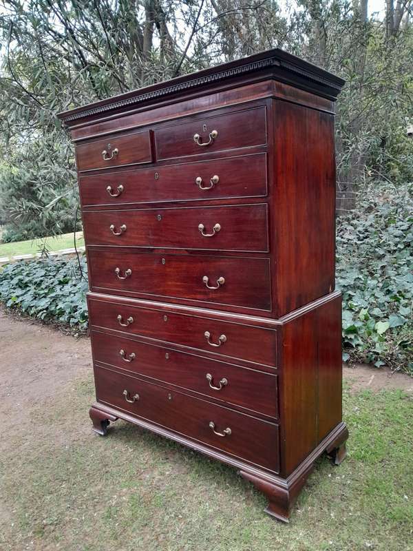 A George III Style Mahogany Chest on Chest on Bracket Feet