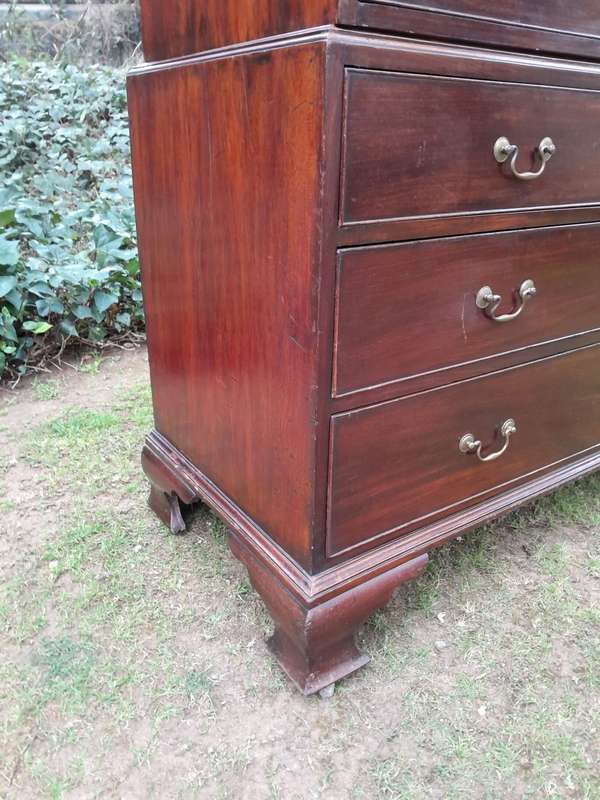 A George III Style Mahogany Chest on Chest on Bracket Feet