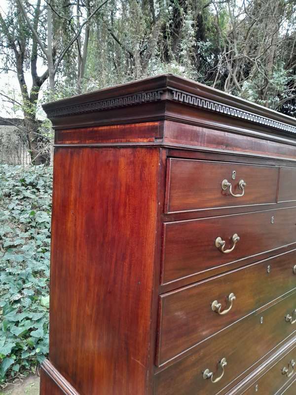 A George III Style Mahogany Chest on Chest on Bracket Feet