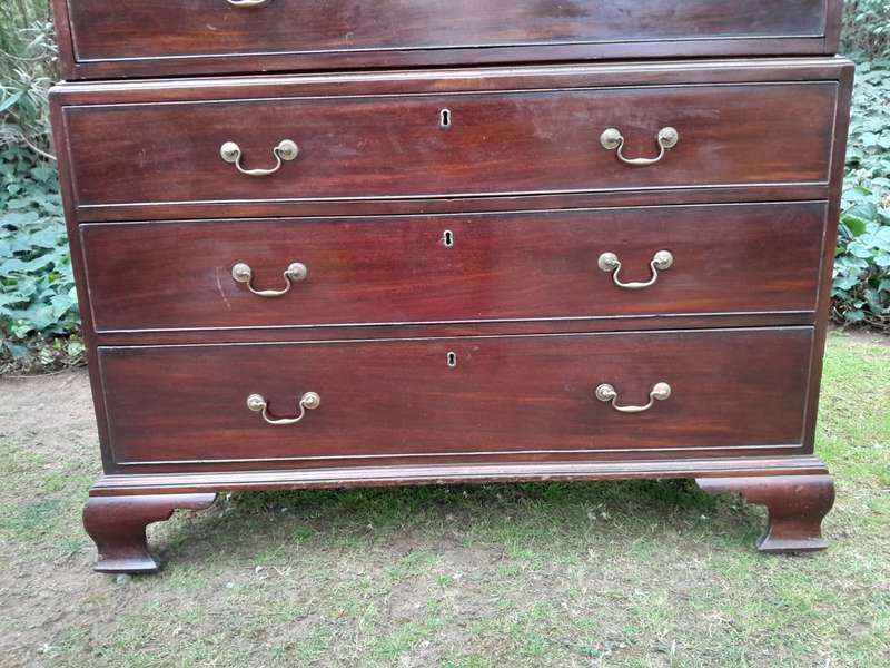 A George III Style Mahogany Chest on Chest on Bracket Feet