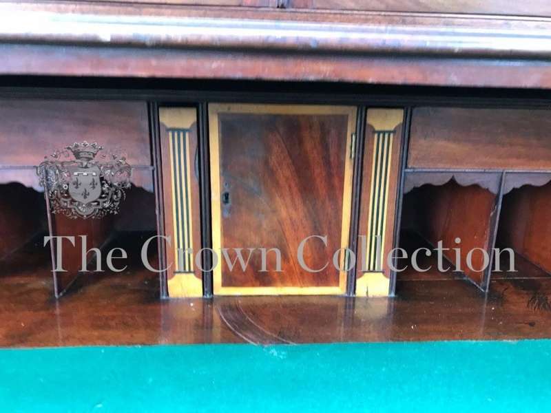 A Fine Late 19th Century George III Sheraton Period Plum Pudding Mahogany Secretaire bookcase