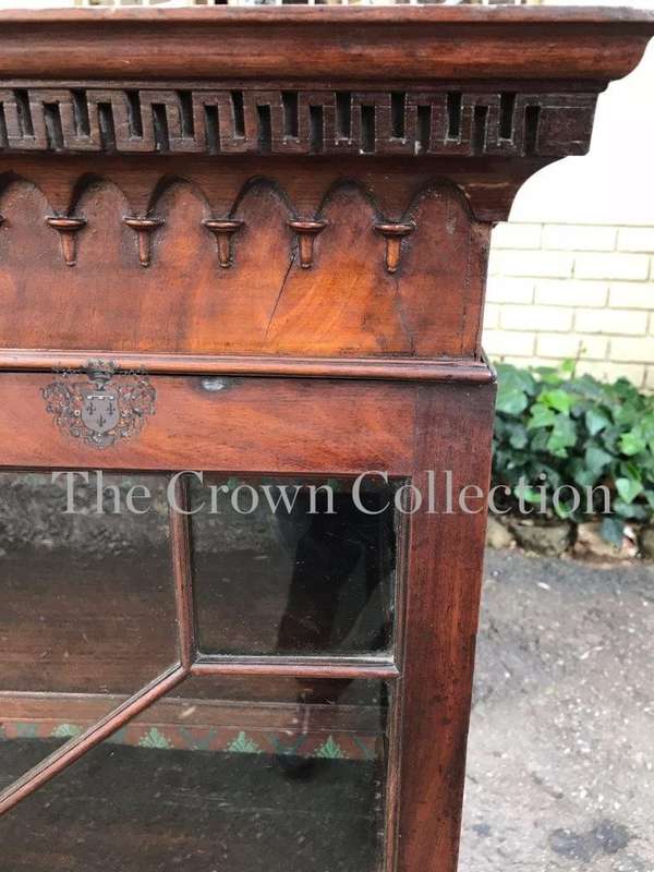 A Fine Late 19th Century George III Sheraton Period Plum Pudding Mahogany Secretaire bookcase