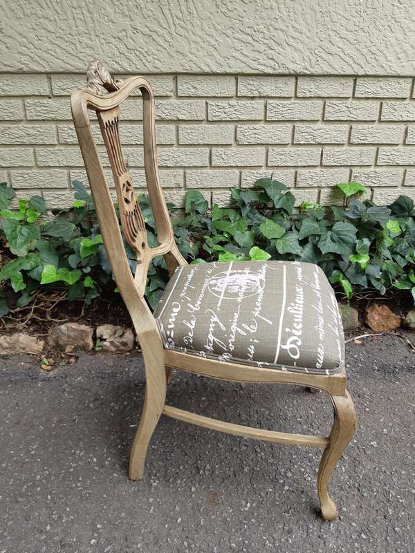 Set of 6 Bleached Antique W. Whitley London Dining Chairs (2 Arch chairs and 4 Dining Chairs)