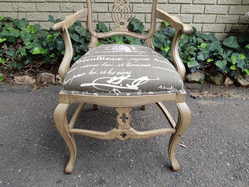 Set of 6 Bleached Antique W. Whitley London Dining Chairs (2 Arch chairs and 4 Dining Chairs)