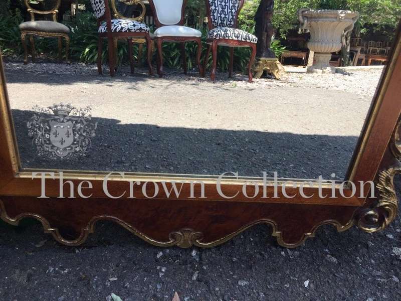 Georgian Style Mahogany & Gilded Mirror with Swan Neck & Pediment