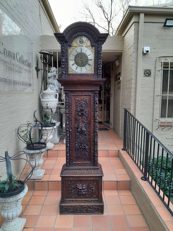 An Antique Heavily Carved Highly Decorative Longcase / Grandfather