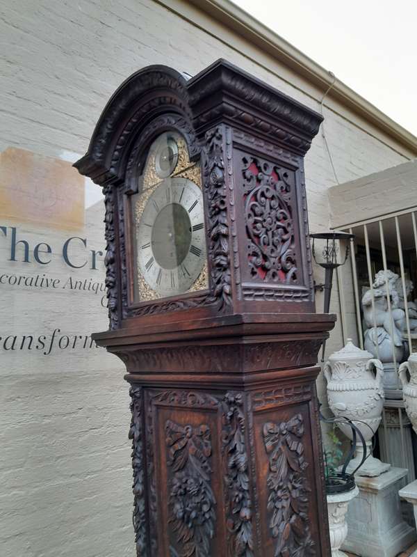 An Antique Heavily Carved Highly Decorative Longcase / Grandfather