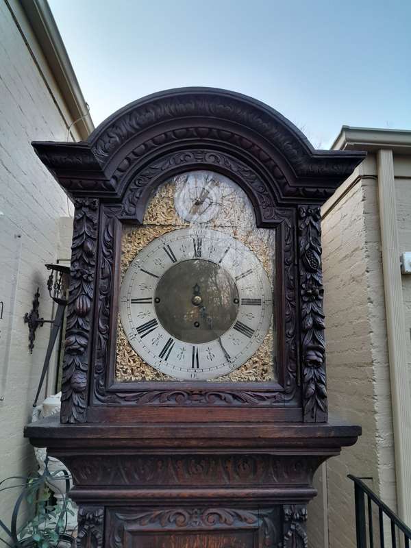 An Antique Heavily Carved Highly Decorative Longcase / Grandfather