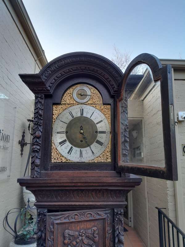 An Antique Heavily Carved Highly Decorative Longcase / Grandfather