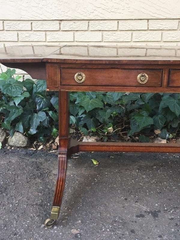 Regency Mahogany Sofa Table with Drop Sides and Original Brass Cap Castors, circa 1815