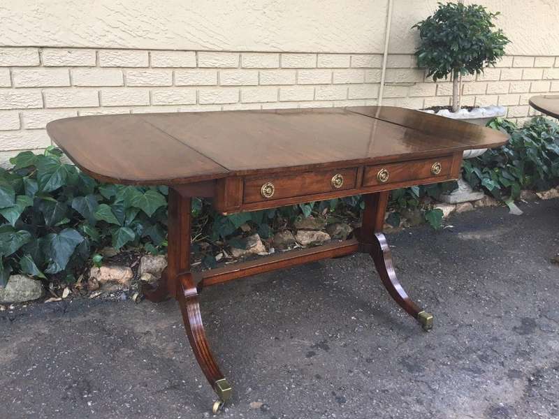 Regency Mahogany Sofa Table with Drop Sides and Original Brass Cap Castors, circa 1815