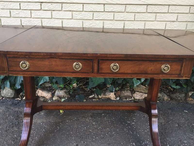 Regency Mahogany Sofa Table with Drop Sides and Original Brass Cap Castors, circa 1815