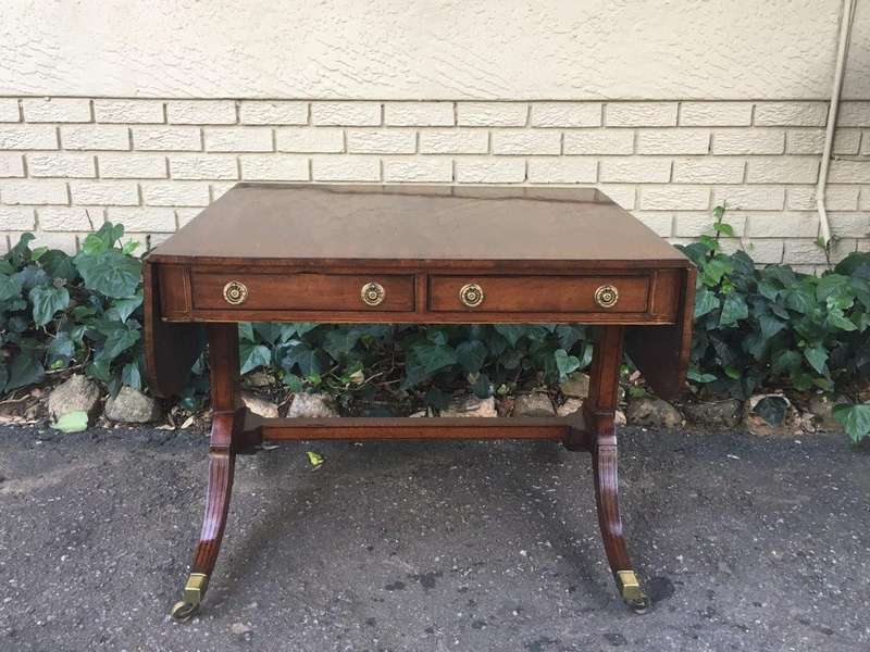 Regency Mahogany Sofa Table with Drop Sides and Original Brass Cap Castors, circa 1815