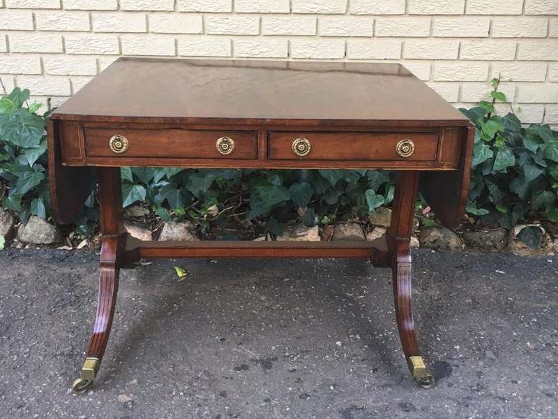Regency Mahogany Sofa Table with Drop Sides and Original Brass Cap Castors, circa 1815