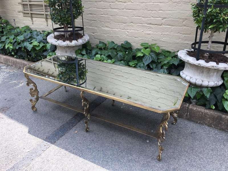 A Wrought Iron and Gilded Coffee Table With Mirror top Custom-Made for The Crown Collection