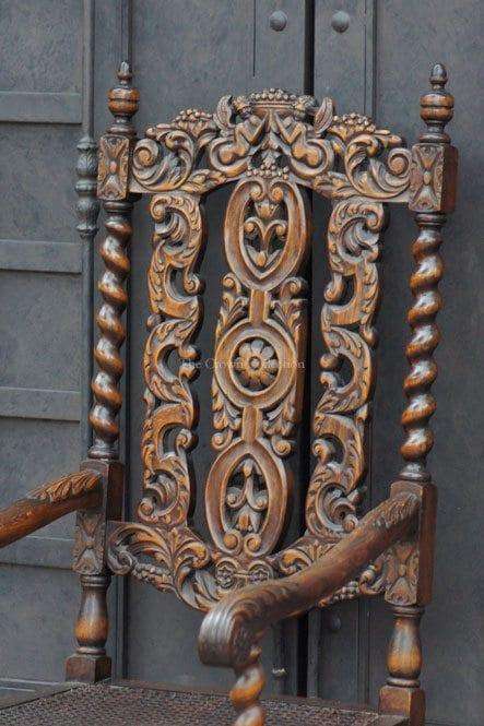Continental Carved Oak Arm Chair