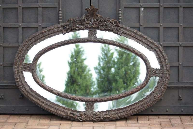 Oval Ornate Carved Wooden Mirror