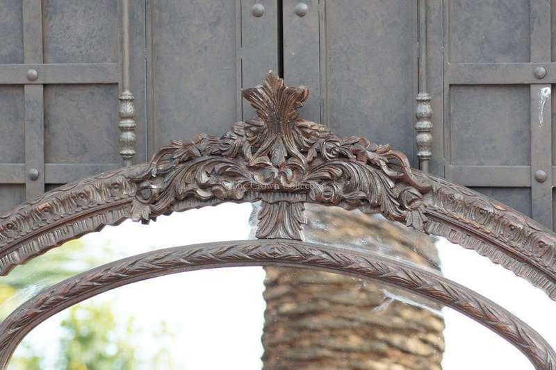 Oval Ornate Carved Wooden Mirror